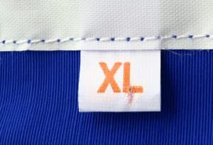 real macro of XL size clothing label