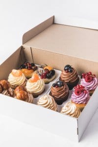 cupcakes in cardboard box