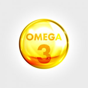 Omega 3 gold icon. Oil fish vitamin drop pill capsule. Shining golden essence droplet. Beauty treatment nutrition skin care design. Vector illustration.