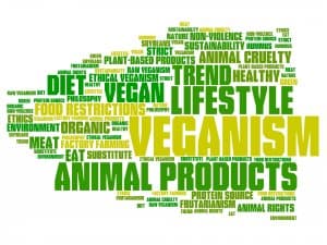 Veganism concepts word cloud illustration. Word collage concept.